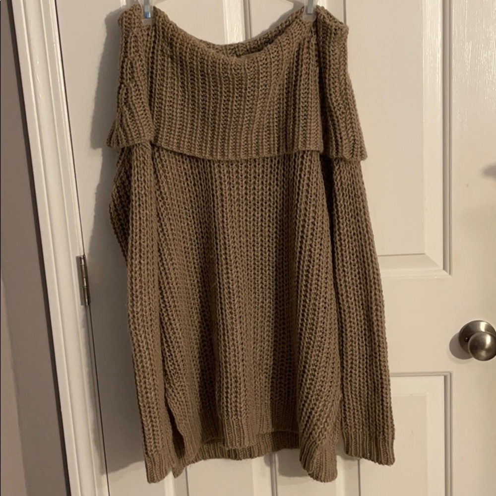 Off the shoulder over sized knit sweater